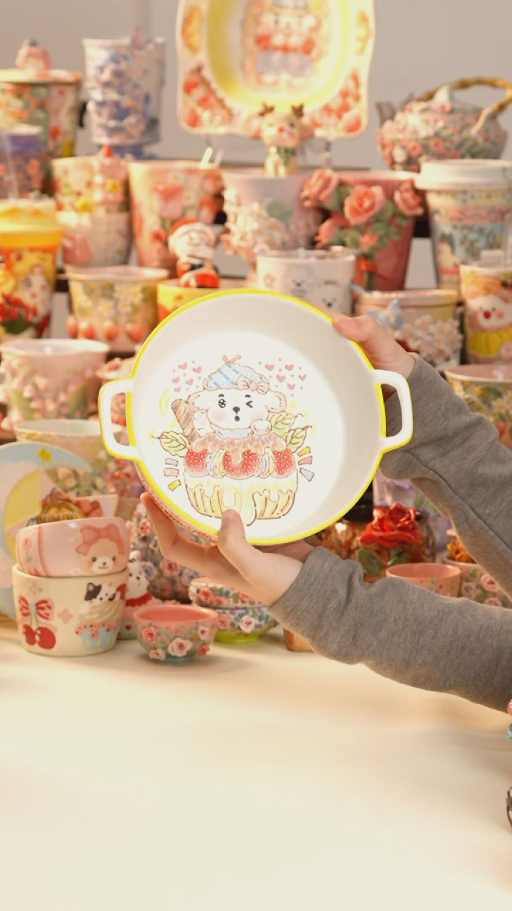 摆件陶景德镇釉下彩手绘设计师款陶瓷