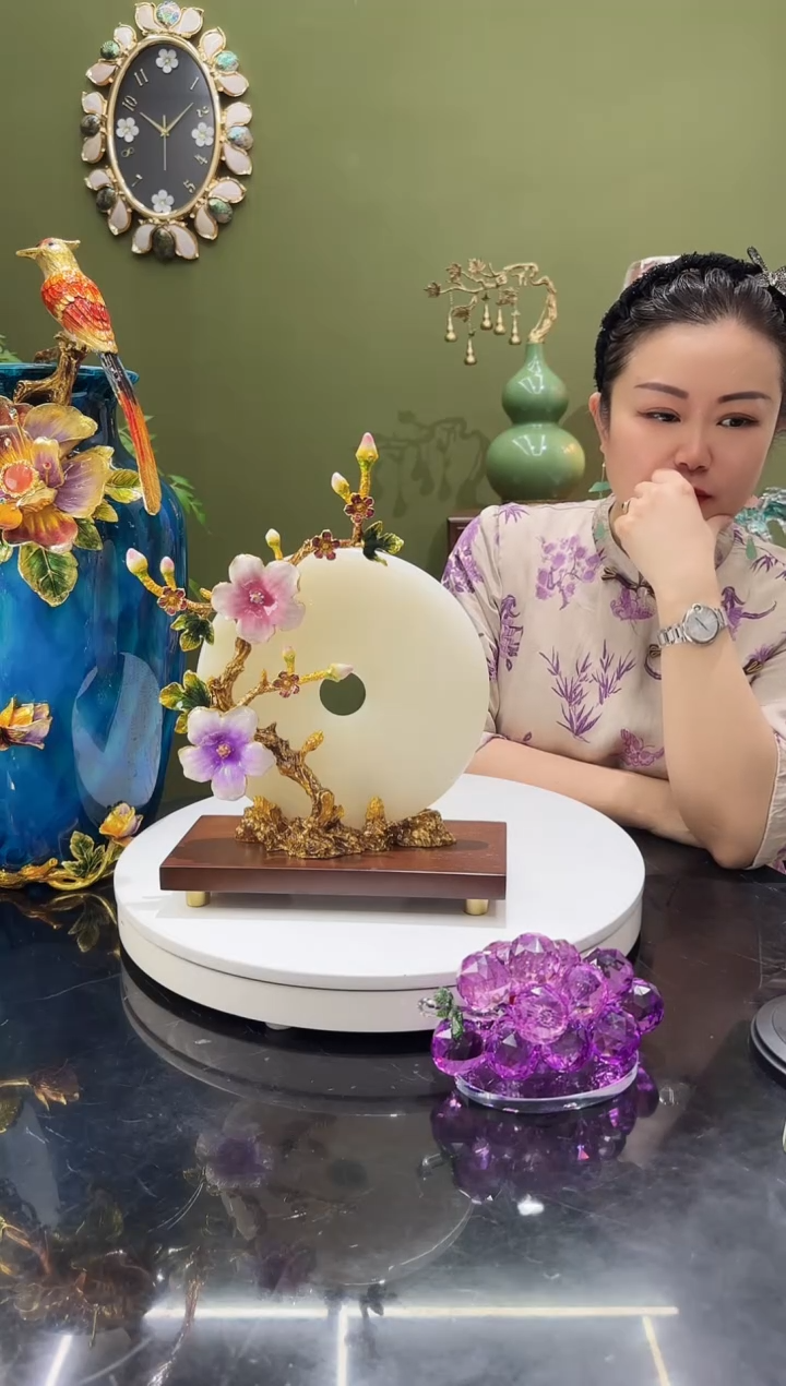 玉天然玉石，花开平安扣 