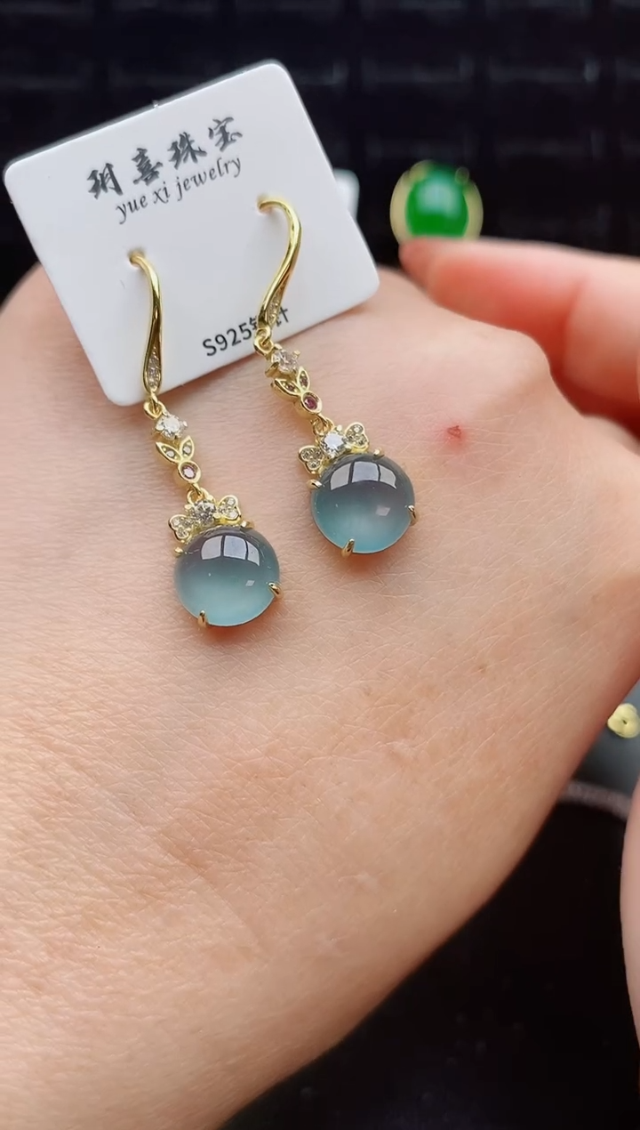 【闪购商品】翡翠耳饰银S925镶嵌1212121