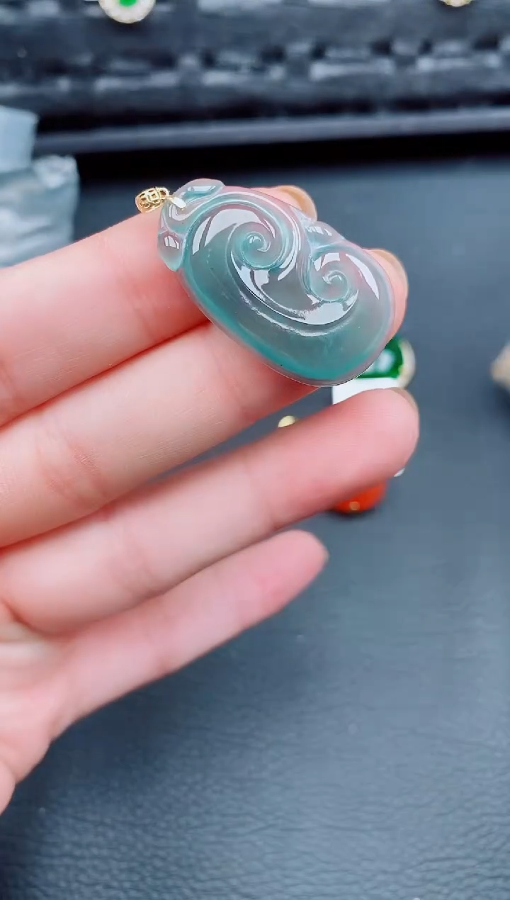 【闪购商品】翡翠颈饰18K金镶嵌天然a货翡翠344