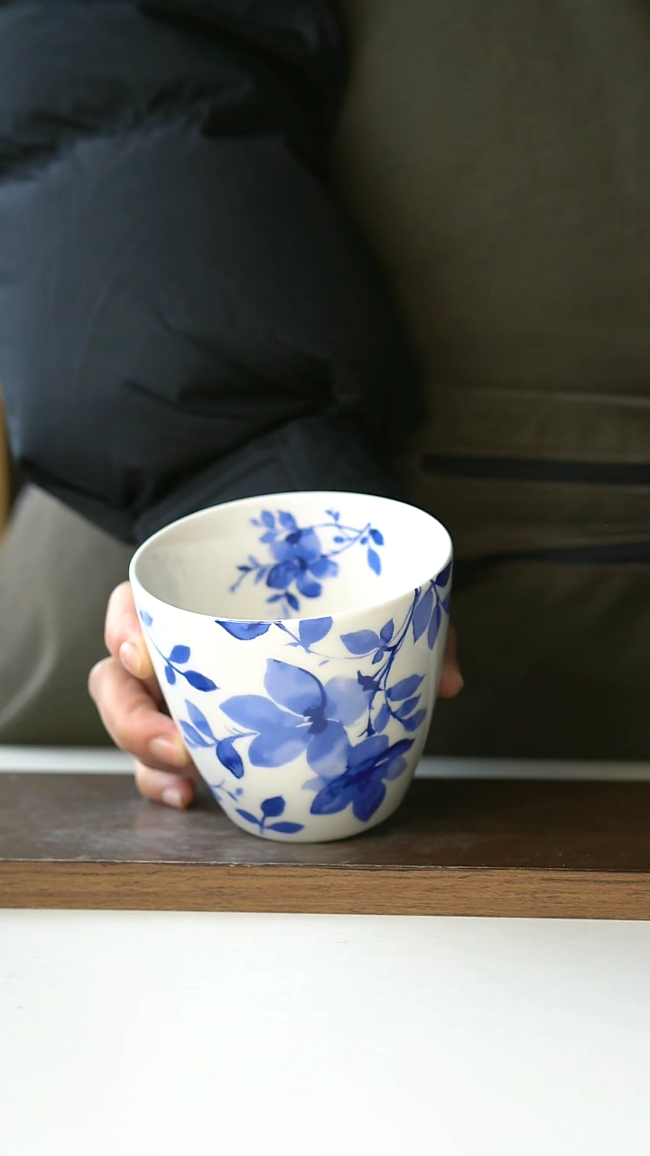 【闪购商品】陶瓷蓝樱花手握杯@4-2@