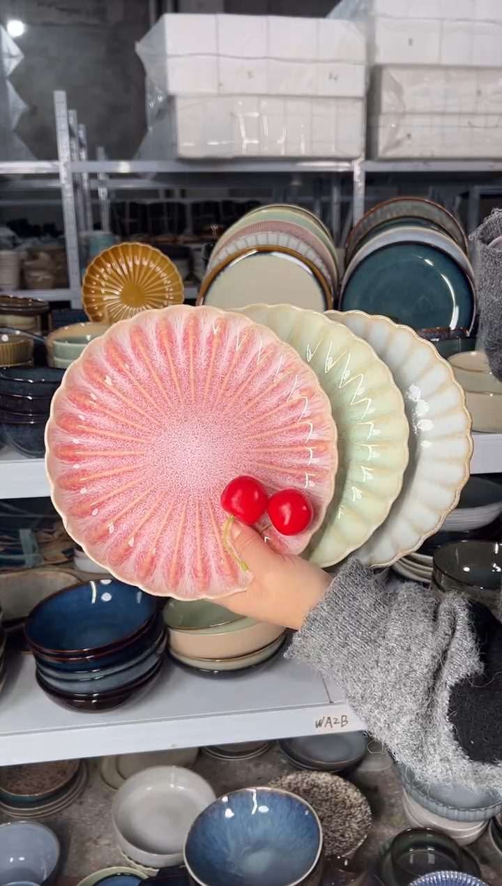 陶瓷外贸尾货瑕疵满20包邮X3 小盘8英寸