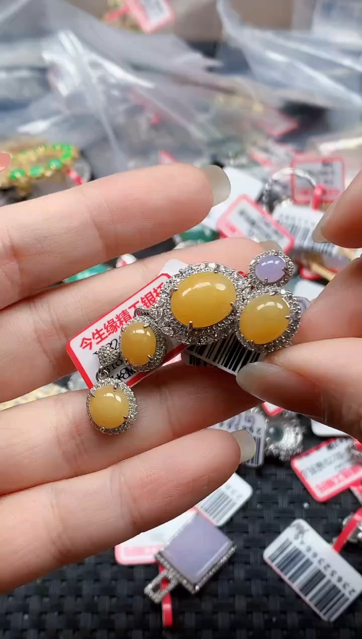 银S925镶嵌戒指翡翠天然A货缅甸翡翠