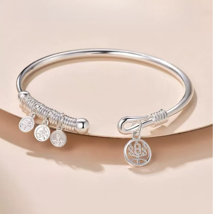 祥鑫银饰 平安喜乐开口手镯 精品手镯C013 无礼盒