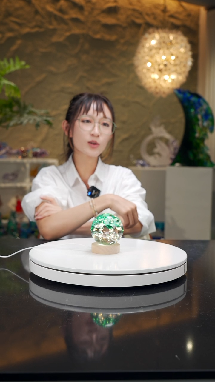 手工艺品琉璃浮**茶湖水绿小琉璃球摆件