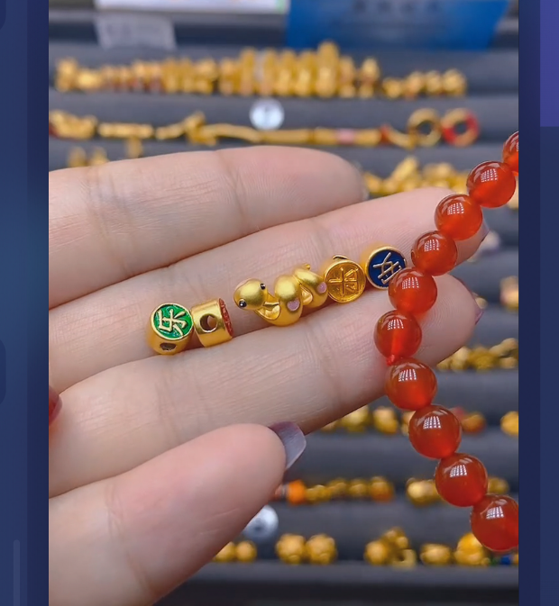 足金999平安喜乐+小卷蛇玛 瑙/多样性发