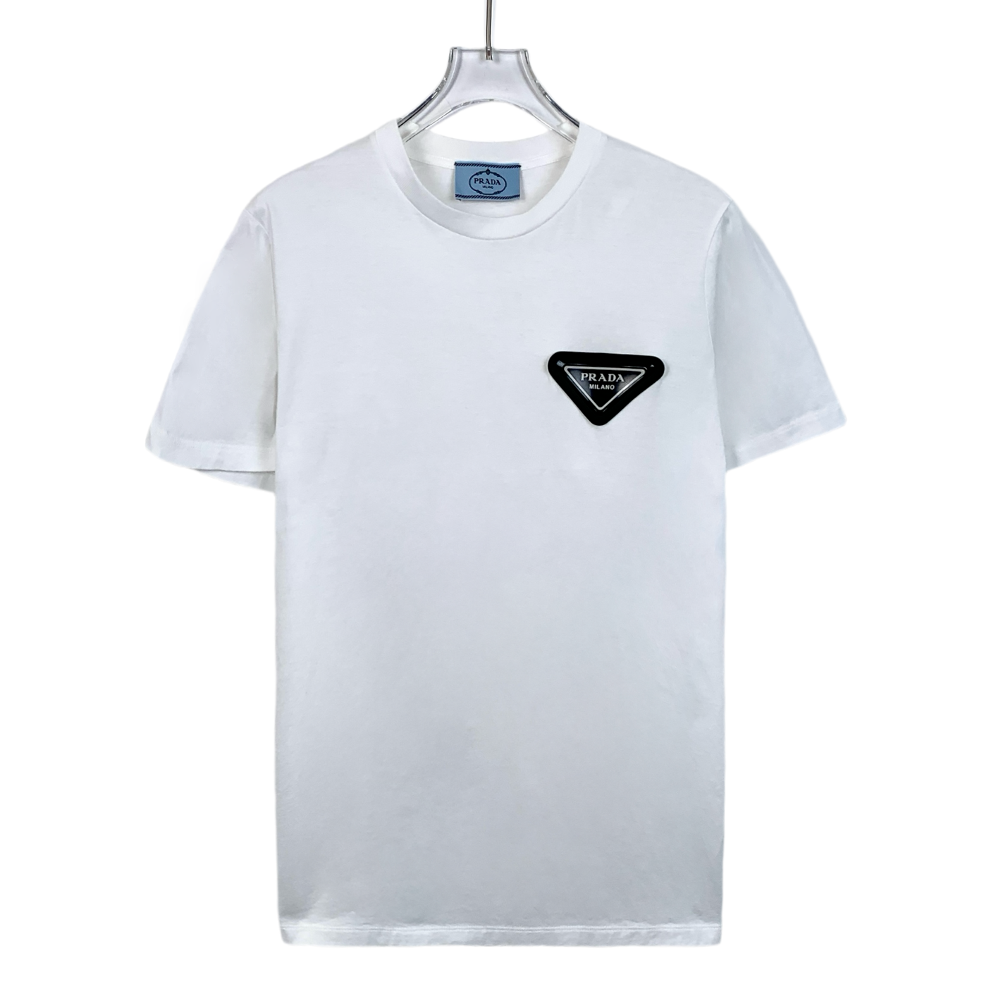 99新 Prada/普拉达 白色倒三角标棉质圆领短袖/H12252