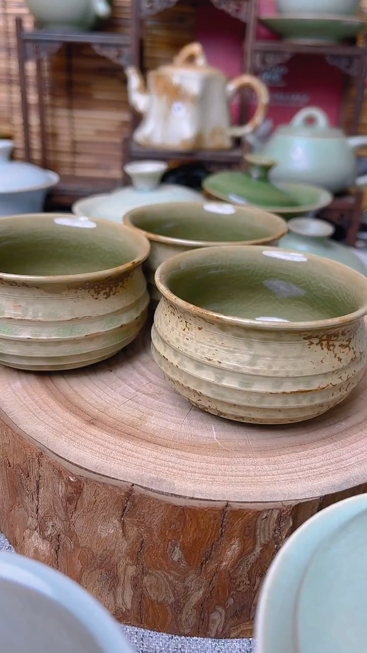 【闪购商品】瓷片原生态原矿草木灰弦纹杯