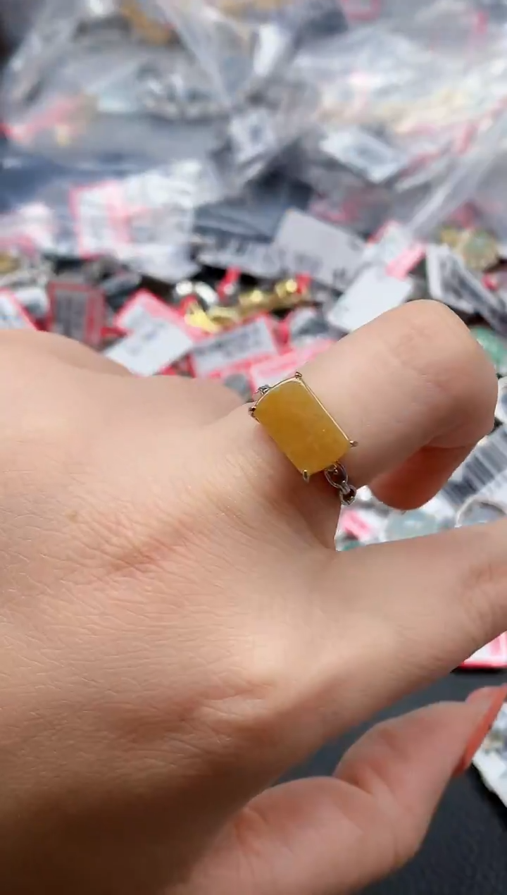 银S925镶嵌戒指翡翠天然A货缅甸翡翠