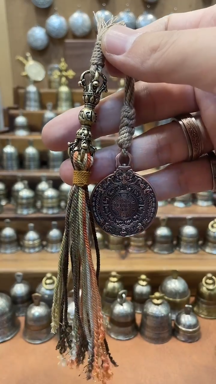 金刚杵九宫格红铜吊坠配绳子