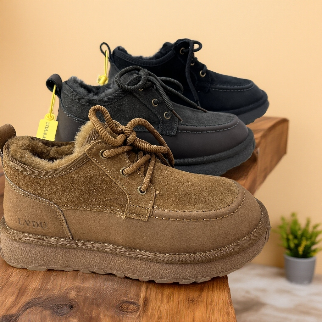 A7698男士牛皮全羊毛冬季保暖防滑滑雪地靴