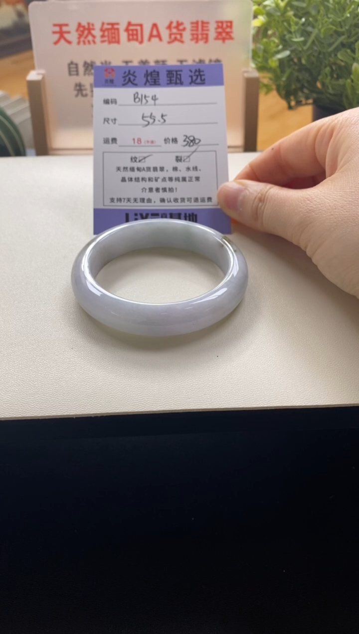 未镶嵌手镯翡翠圈口55.5编码b154