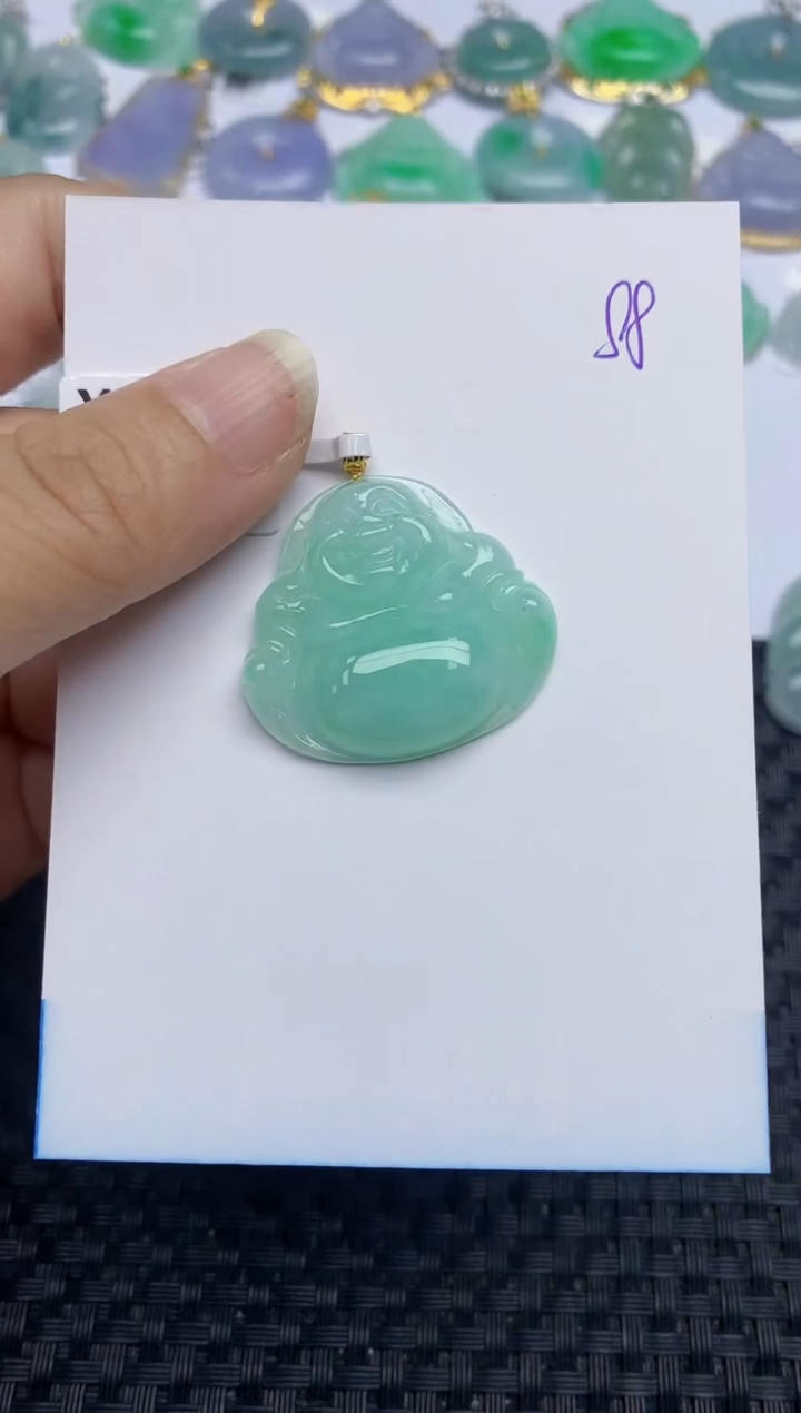 翡翠18K金镶嵌颈饰天然A货翡翠 88