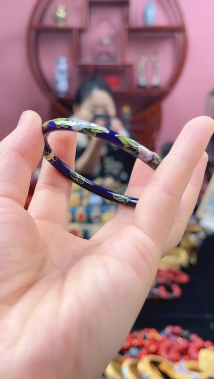 非遗 景泰蓝 开口镯 52-60 宝蓝
