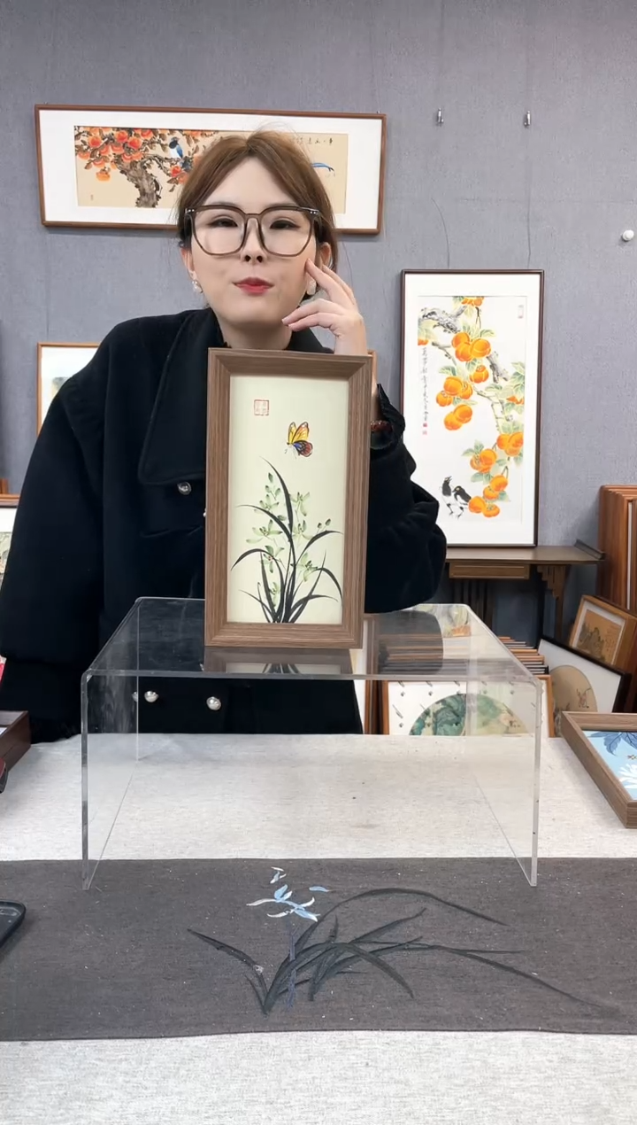 【闪购商品】国画手写手绘带框作品-16*29-兰花