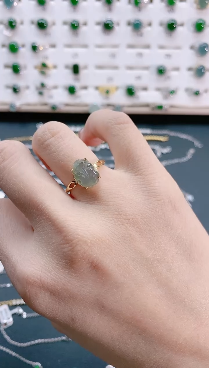 【闪购商品】翡翠戒指银S925镶嵌天然翡翠