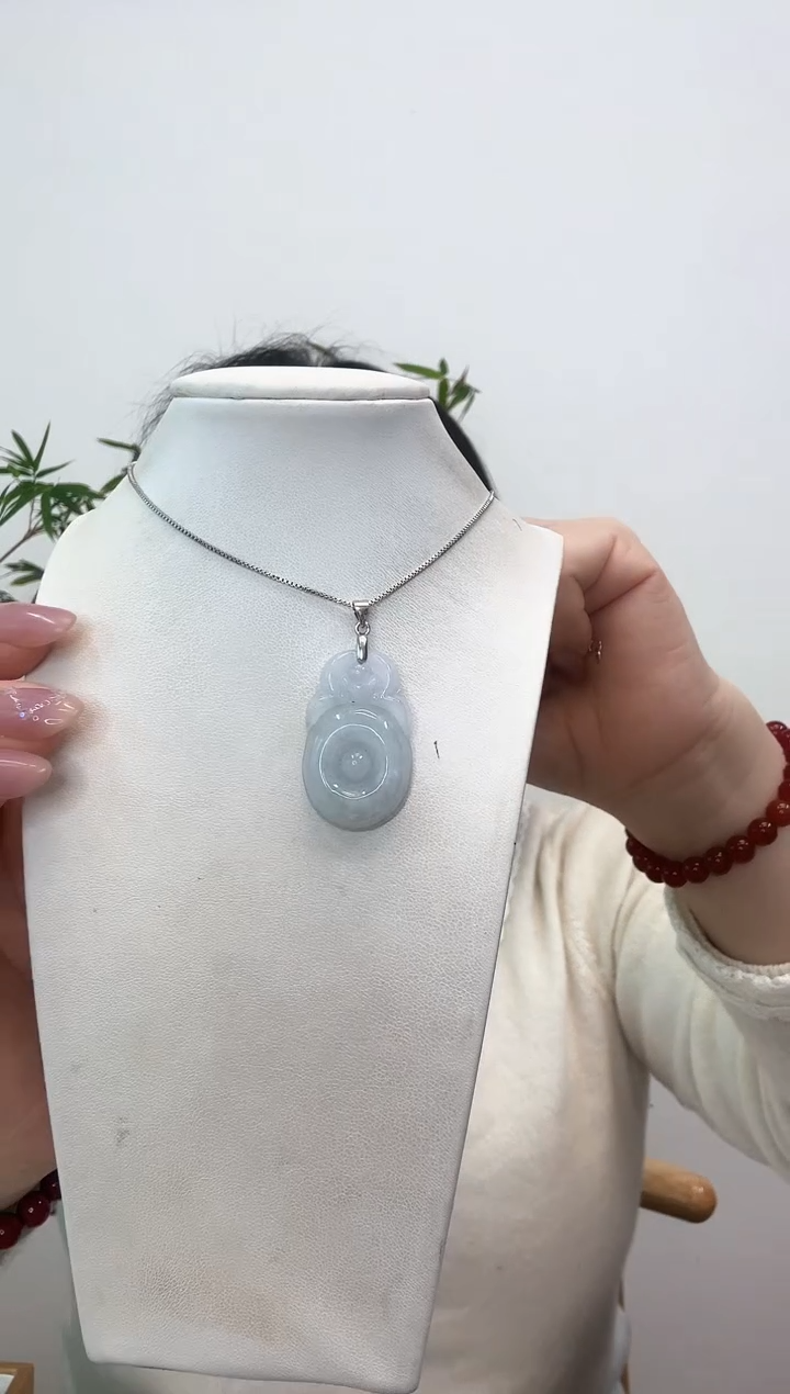 【闪购商品】翡翠颈饰银S925镶嵌福贝赠合金链