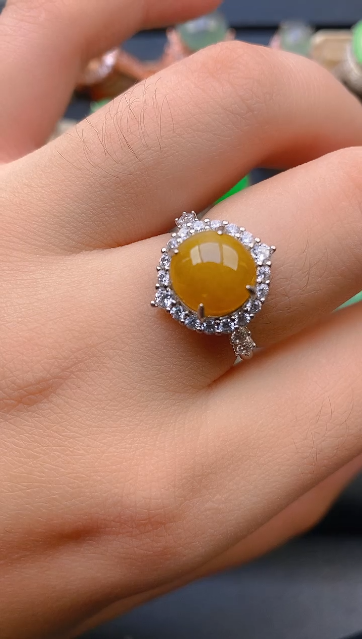 【闪购商品】翡翠戒指银S925镶嵌天然A货翡翠1