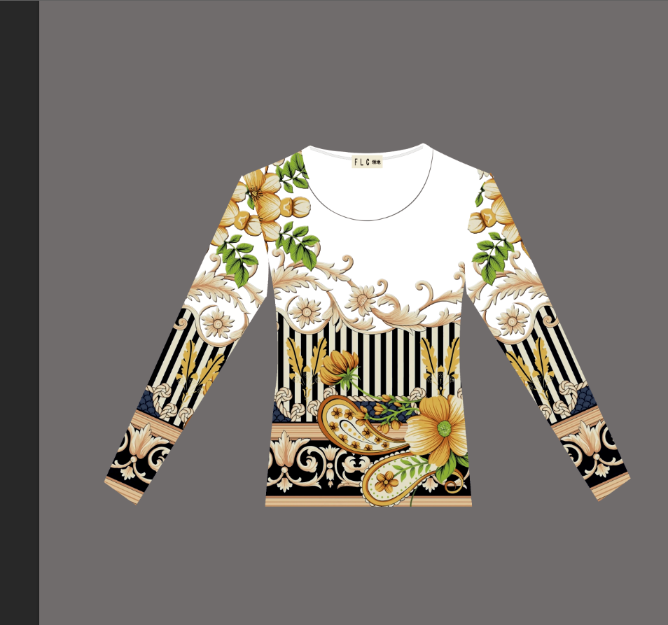 欧美风长袖8851印花字母圆领蓝款拼接T恤个性满印秋冬