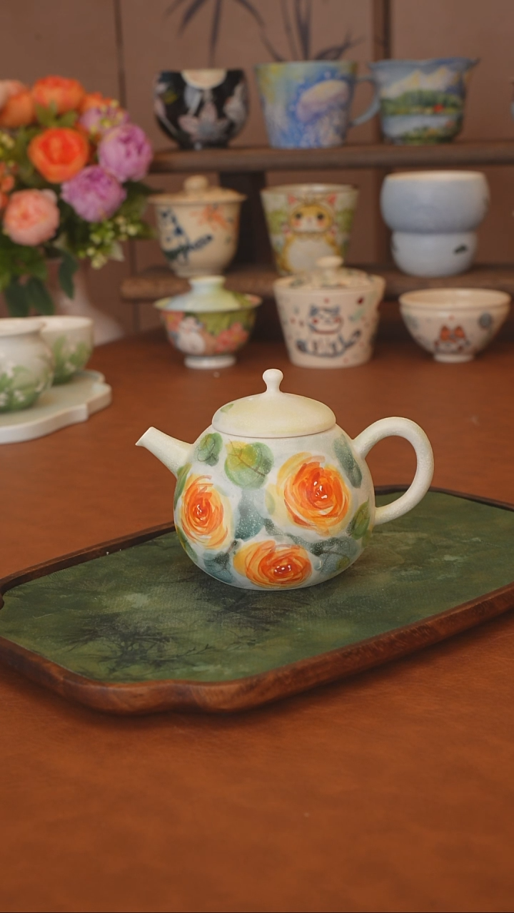 是泥吖 玫瑰花壶