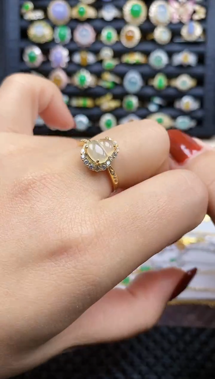 银S925镶嵌戒指翡翠496