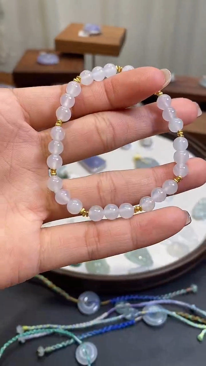 【闪购商品】翡翠手串18K金镶嵌手串