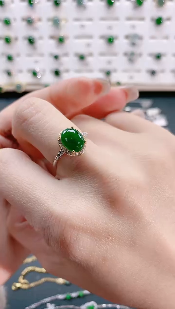 【闪购商品】翡翠戒指银S925镶嵌天然翡翠
