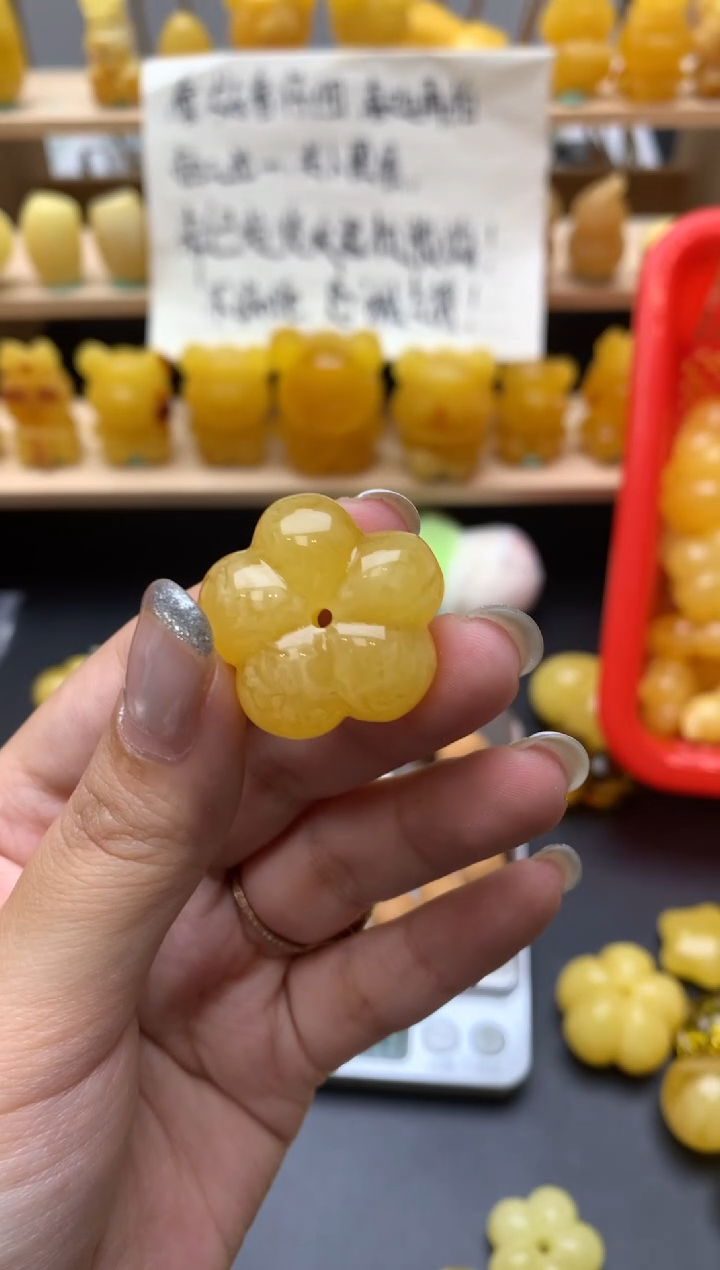 琥珀未镶嵌珠宝奇石038琥珀蜜蜡微瑕花粉