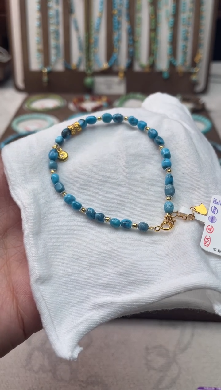 银S925镶嵌绿松石手串51
