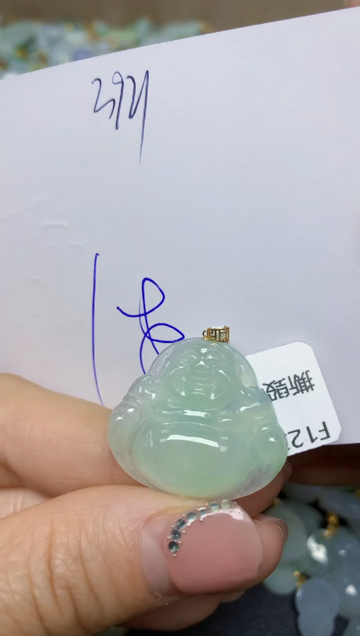 【闪购商品】翡翠挂件18K金镶嵌 天然翡翠A货