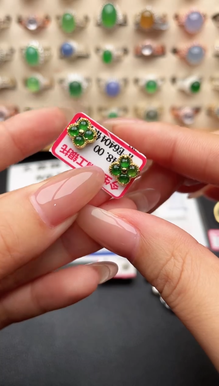 银S925镶嵌翡翠耳饰一物一证一礼盒