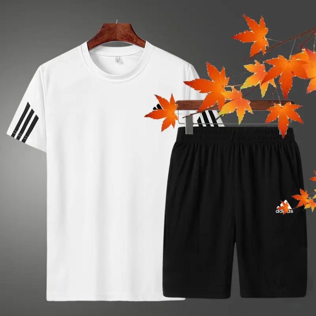 冰丝套装短袖短裤2025夏季情侣男女款宽松运动五分短裤套装短袖AD