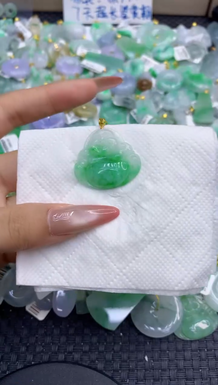 颈饰18K金镶嵌翡翠天然缅甸A货翡翠