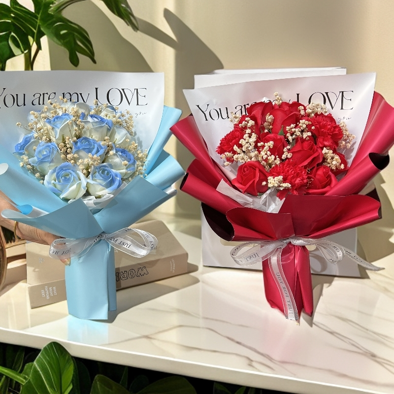 玫瑰康乃馨香皂花束成品教师节情人节礼物