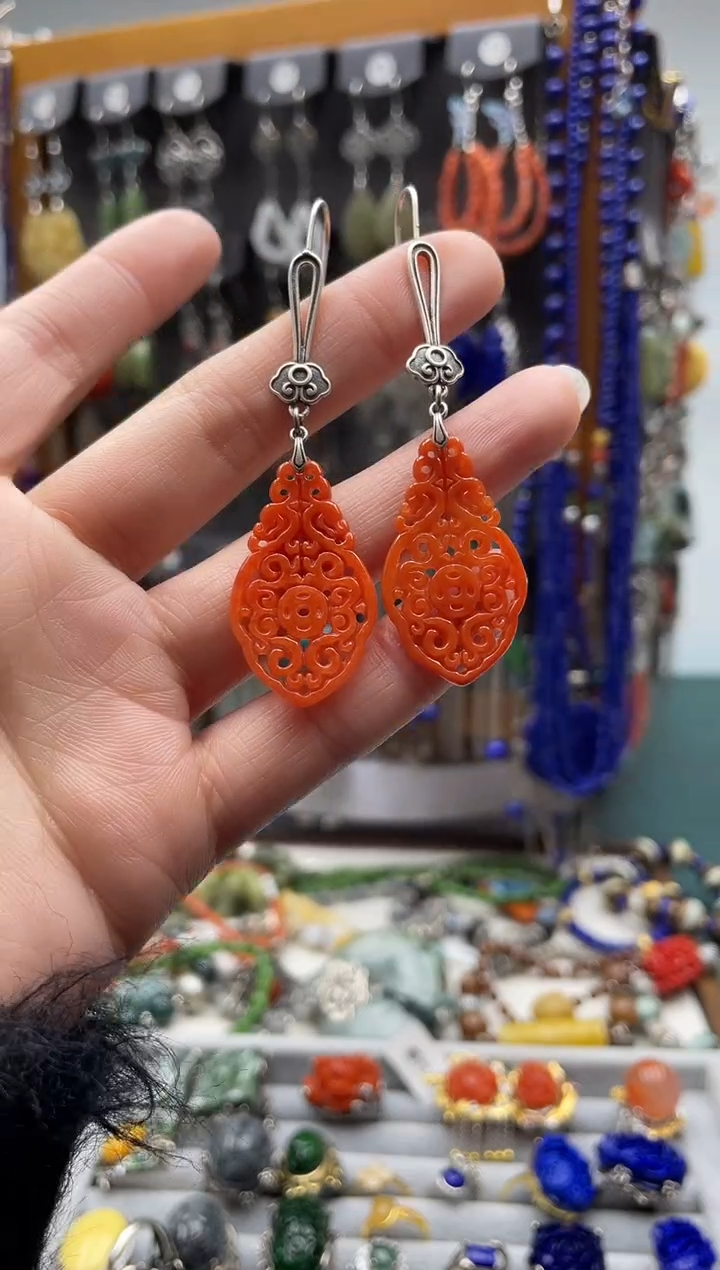 【闪购商品】翡翠耳饰银S925镶嵌饰品