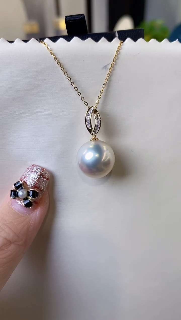 【闪购商品】海水珍珠吊坠(不含链)18K金镶嵌14-15海水珍珠吊坠