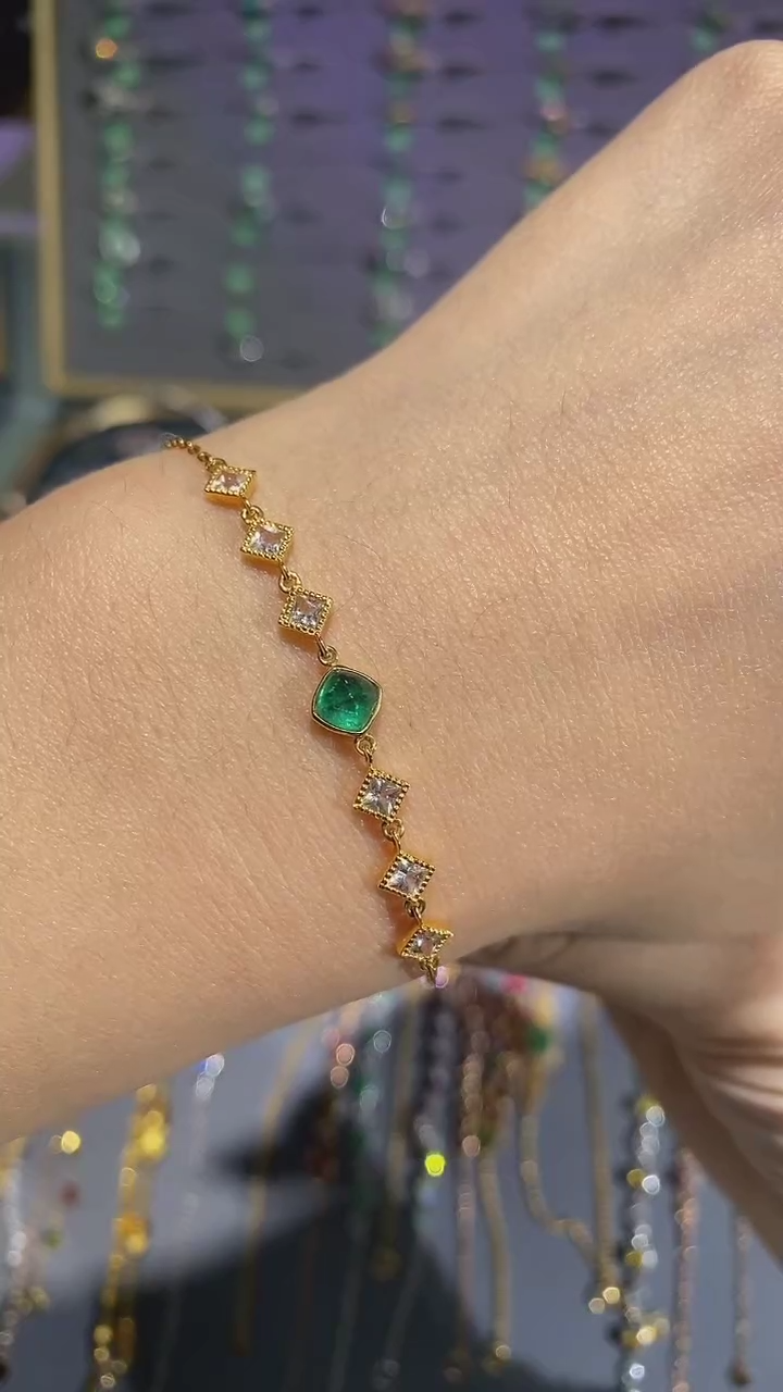 【闪购商品】祖母绿手链18K金镶嵌手链