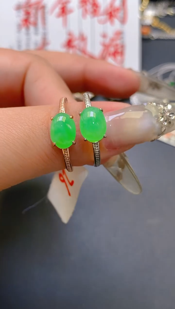 【闪购商品】翡翠耳饰银S925镶嵌天然A货翡翠1