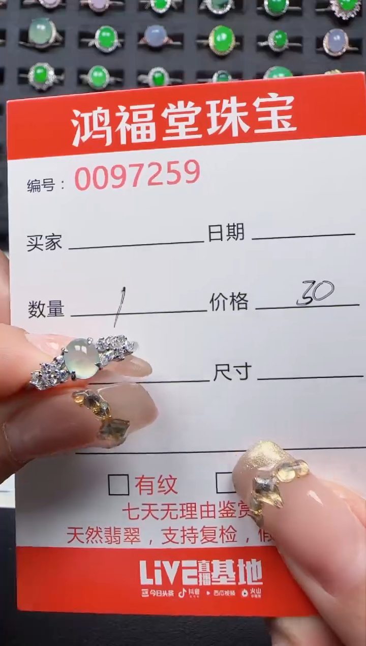 【闪购商品】翡翠戒指银S925镶嵌7259
