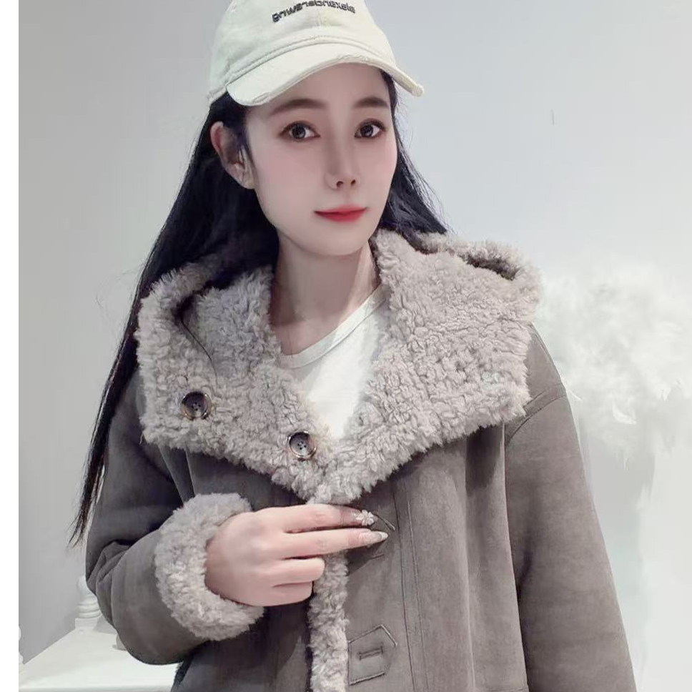 【美尚公主】气质休闲慵懒海宁高端设计师简约百搭两面穿外套1566