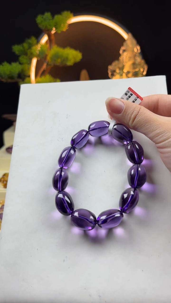 【闪购商品】紫晶手链未镶嵌天然紫水晶随形手串14mm左右