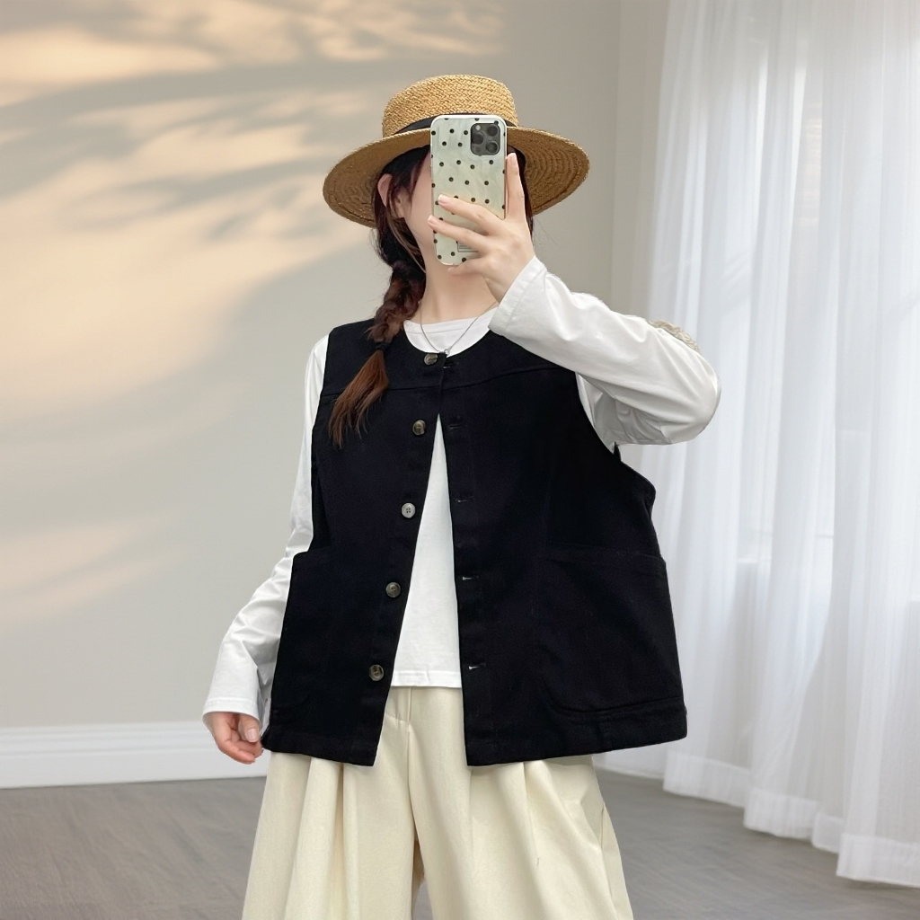 【100%棉】马甲时尚百搭休闲马甲通勤风外穿无袖显瘦休闲马夹