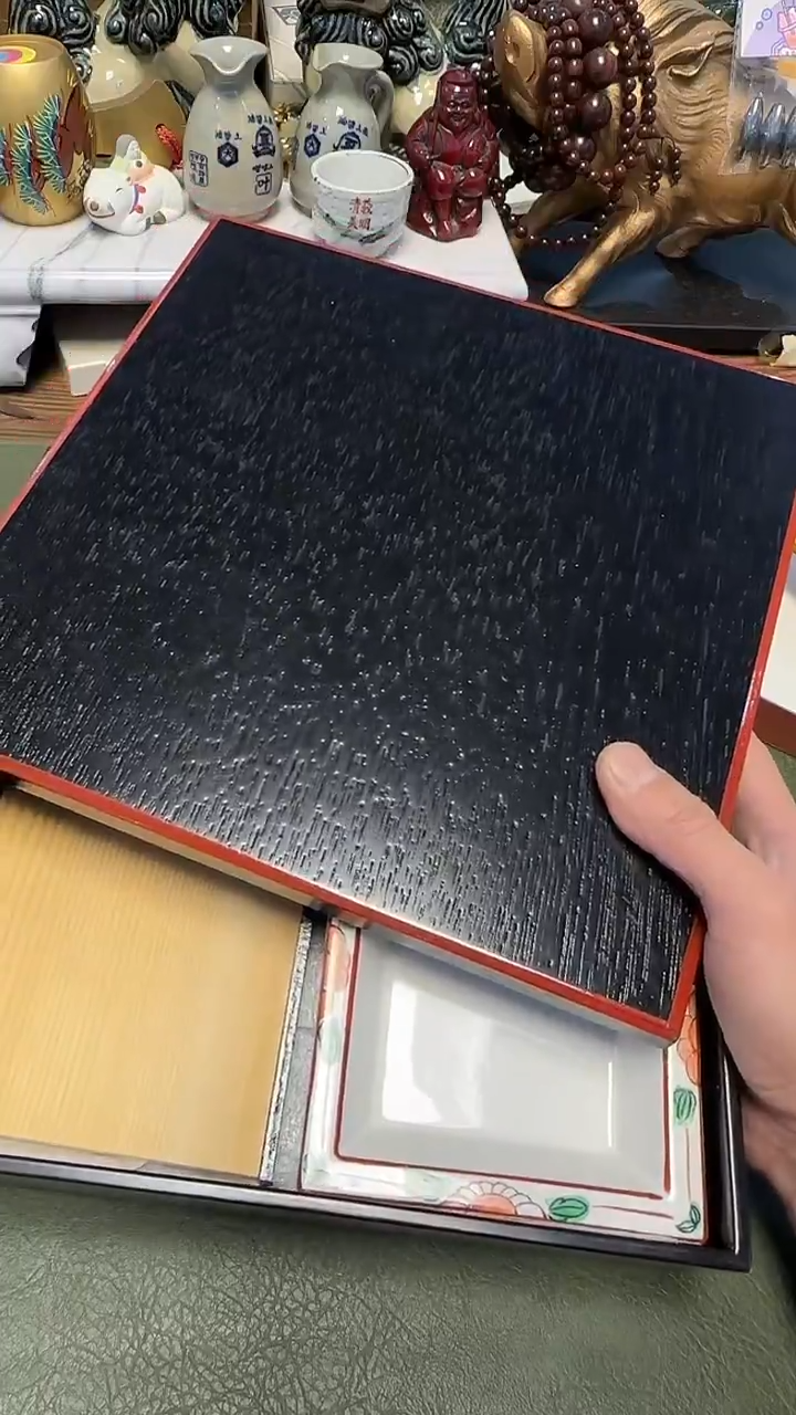 089木胎寿司盒带小瓷钵