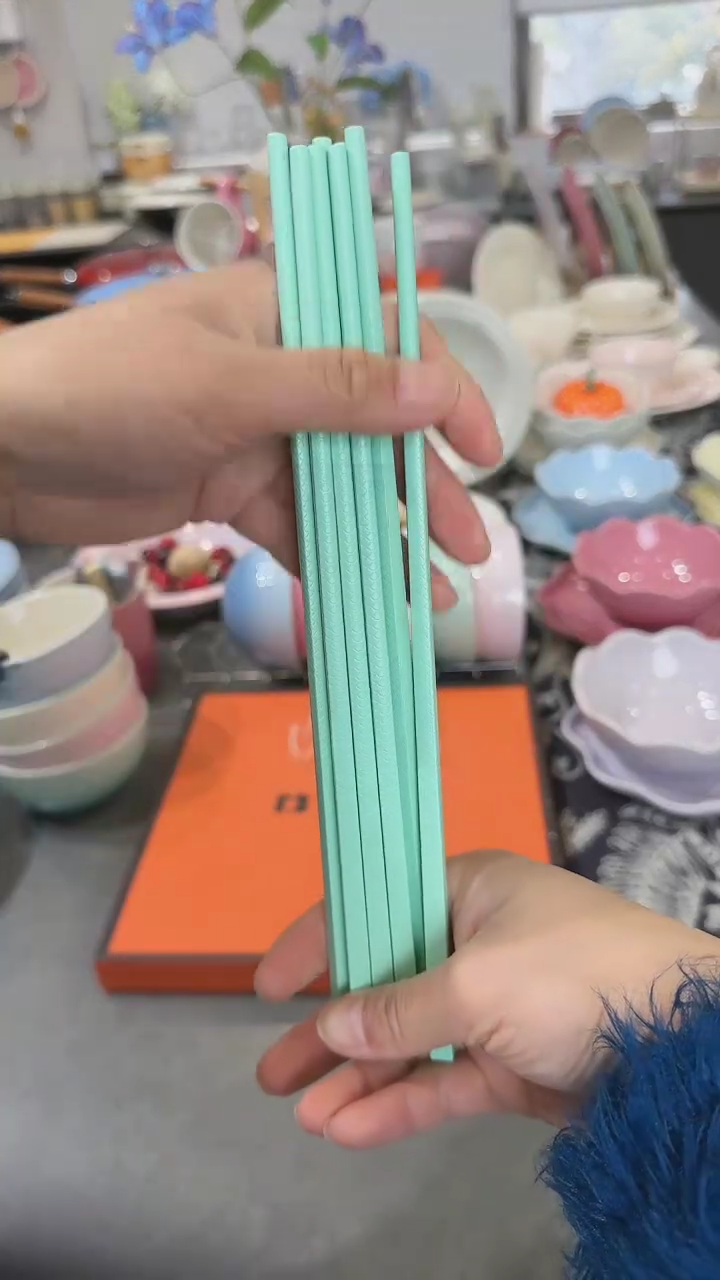 【闪购商品】瓷筷子SPS6双盒装-孔雀青