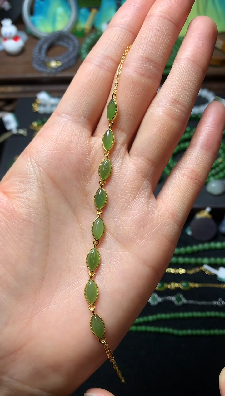 【闪购商品】和田玉手链银S925镶嵌手链