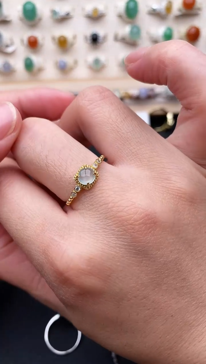 【闪购商品】翡翠戒指银S925镶嵌天然翡翠111   2+