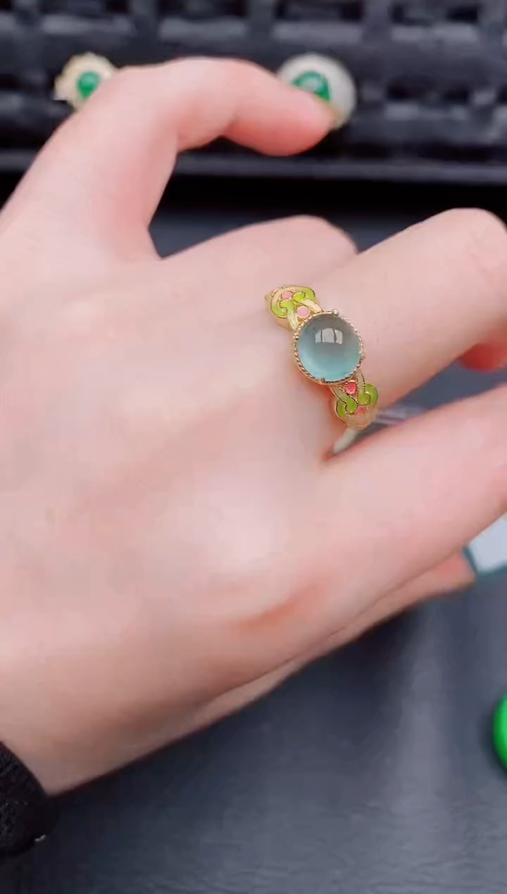 【闪购商品】翡翠戒指银S925镶嵌天然a货翡翠547