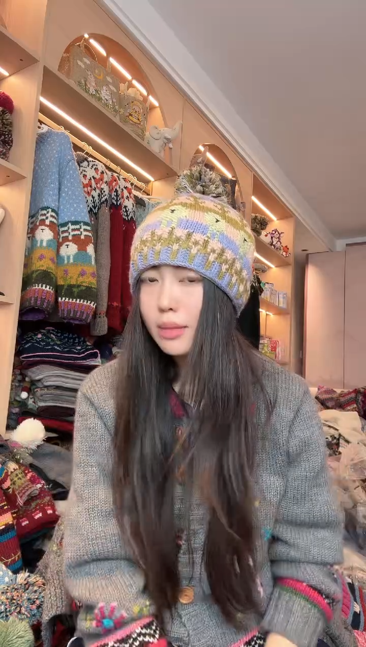 羊毛香芋紫小羊帽