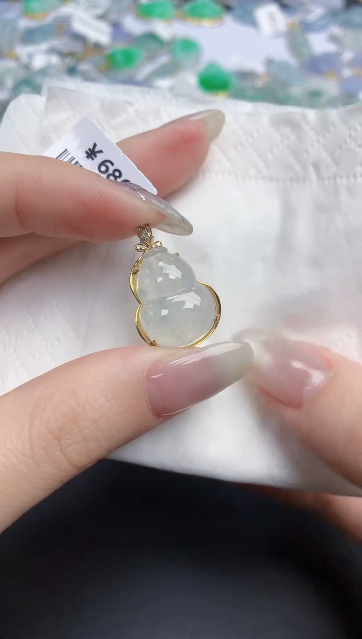 【闪购商品】翡翠颈饰18K金镶嵌天然缅甸翡翠A货