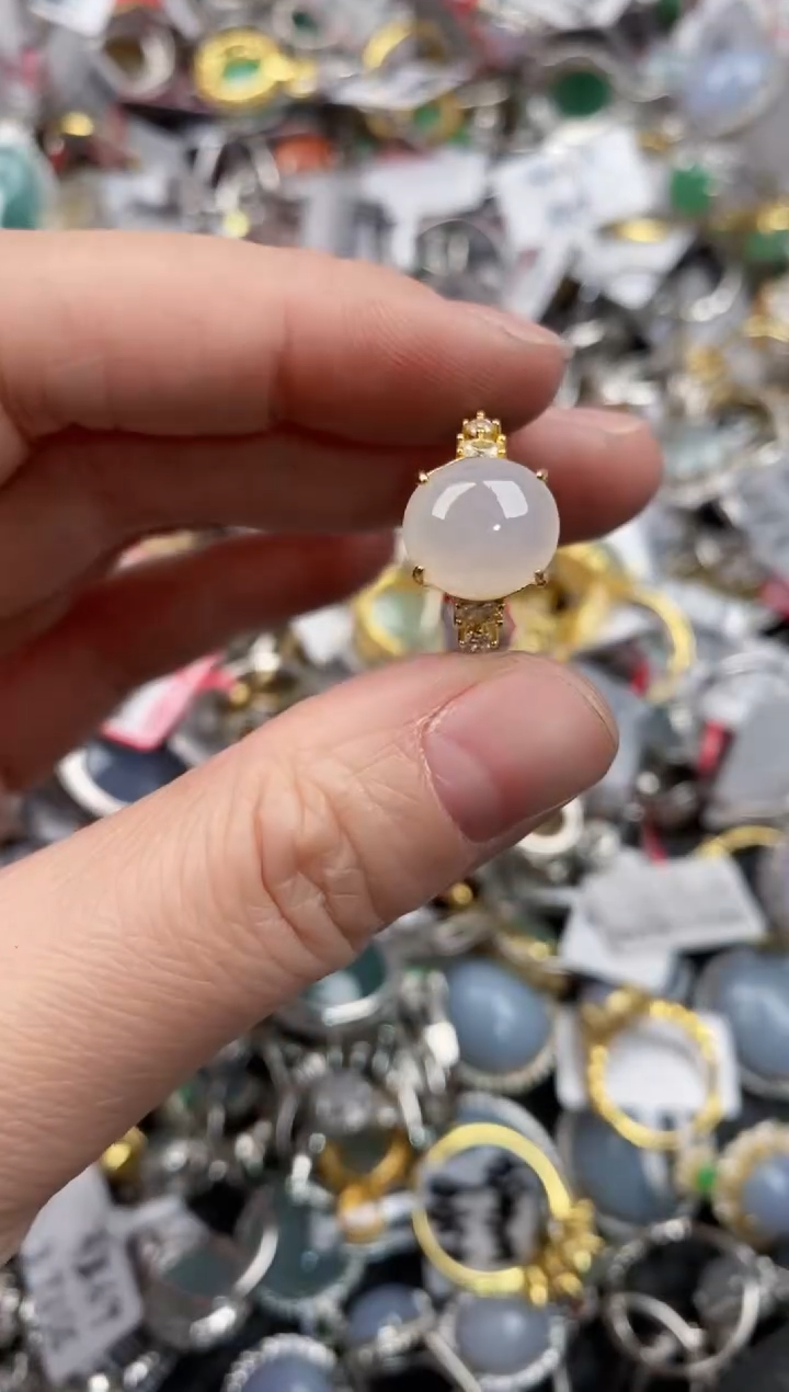 银S925镶嵌戒指翡翠666   7